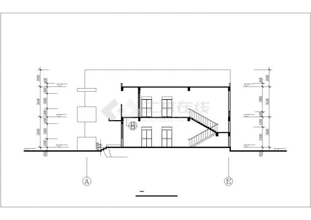 小型2层钢混框架结构现代化幼儿园平立剖面设计CAD图纸-图二