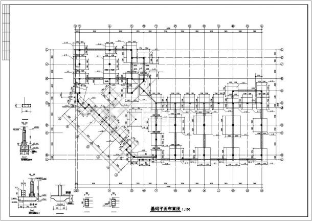郑州市市政单位4层硂框架结构商业办公楼全套结构设计CAD图纸-图二