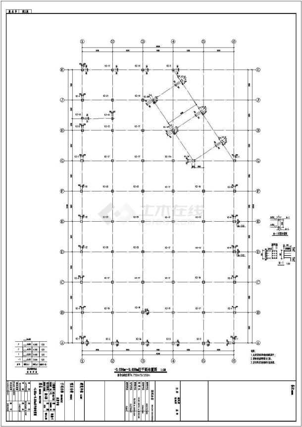 [辽宁]地上三层框架结构农贸市场CAD结构施工图基础墙体柱子-图一