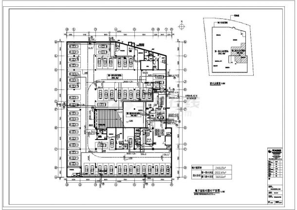 某街道社区十层服务中心菜市场CAD建筑施工套图地下室图纸-图二