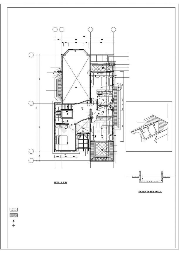 某市豪华别墅建筑设计施工cad图-图二