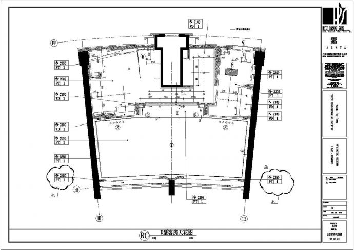 某北京国际大酒店客房CAD设计完整装修图户型平面_图1
