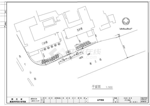 某建工医院大门CAD设计完整构造平面图-图一