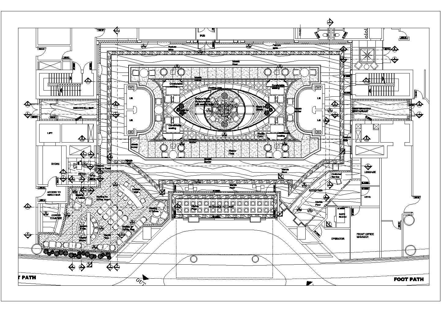 某奢华酒店CAD设计完整构造平面装修图