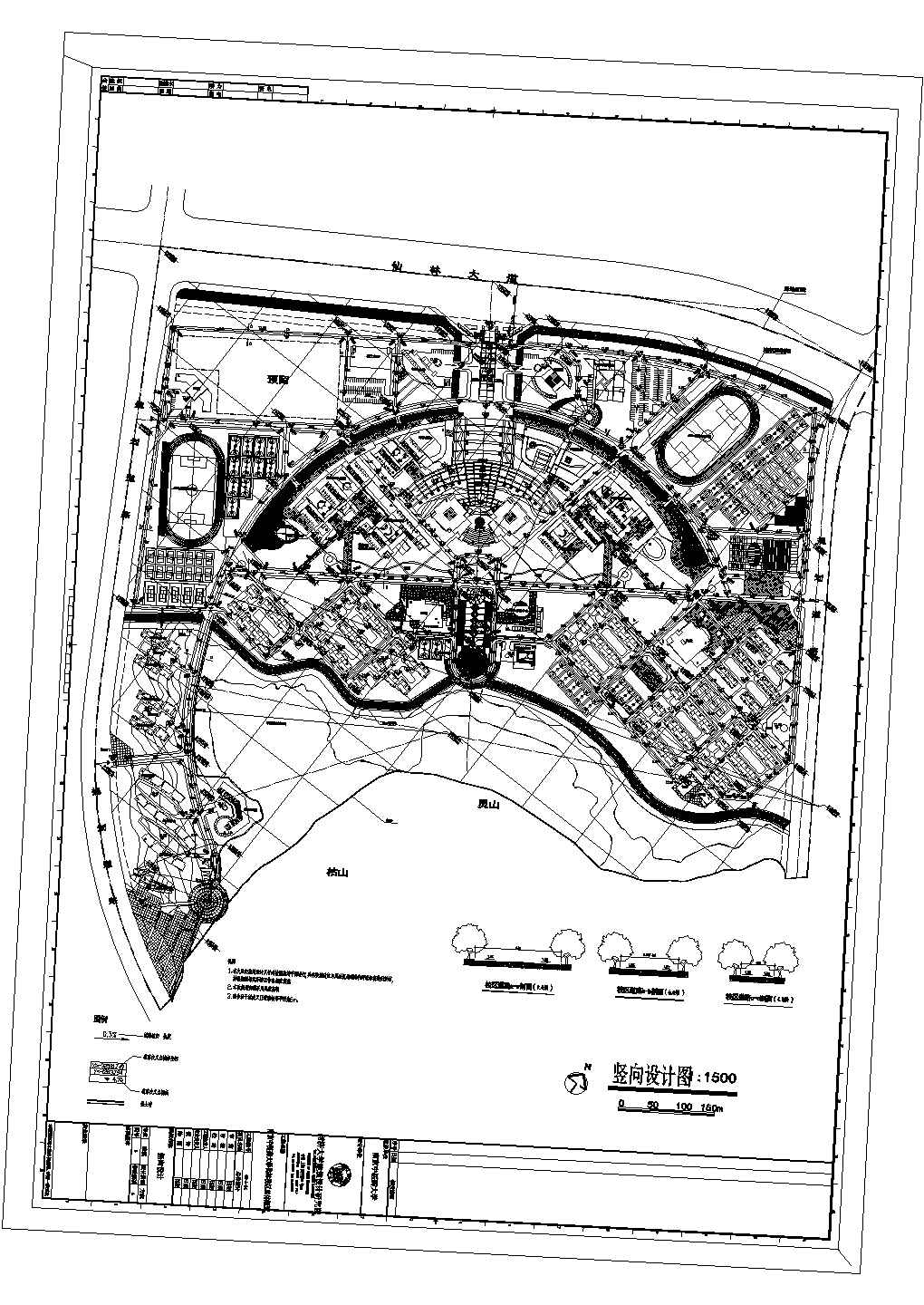 某大学校区总体规划CAD大样完整构造总平面图纸