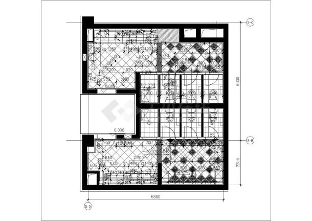 某西安综合性酒店改造施工CAD卫生间设计图纸-图一