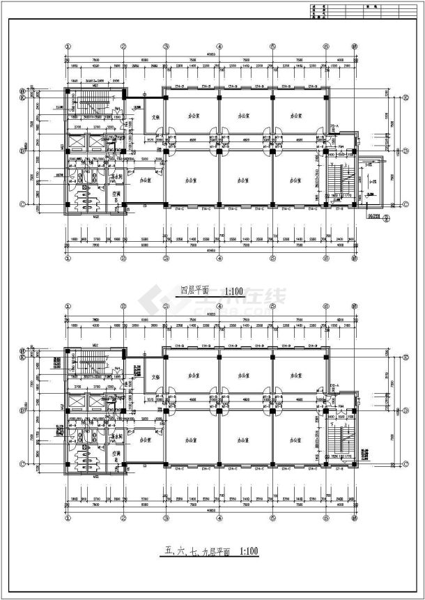 某17层L型办公楼建筑设计CAD图纸（ 含楼梯卫生间大样）-图二