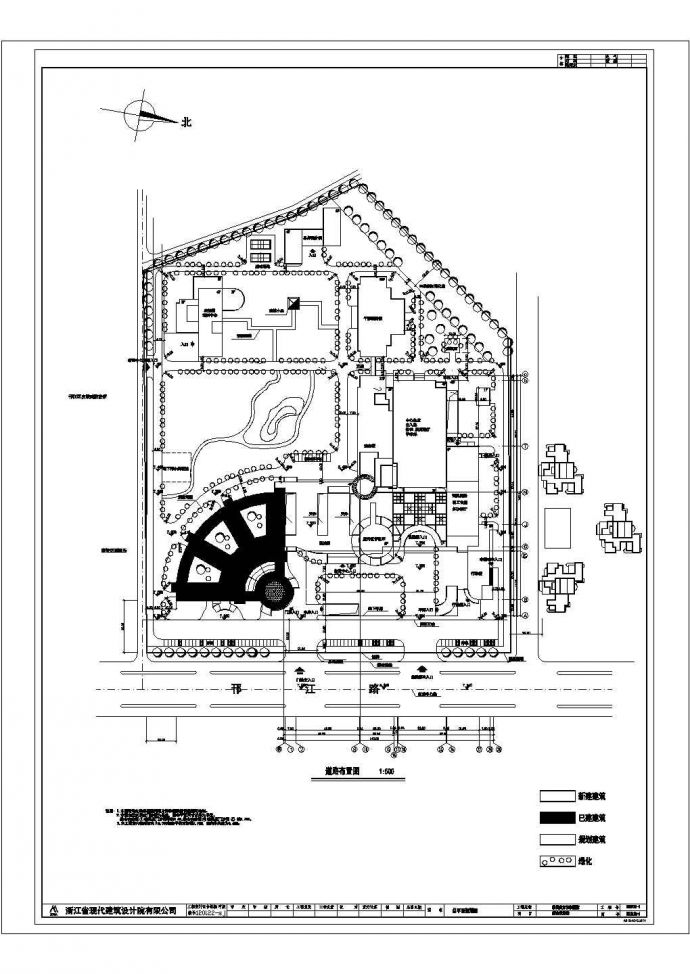 某医院CAD设计完整建筑施工图总平面施工道路_图1