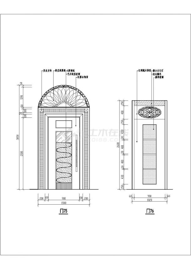 经典各类装饰门设计cad施工图集（甲级院设计）-图二