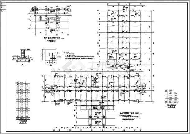 安保大楼建筑结构施工设计CAD图纸-图二