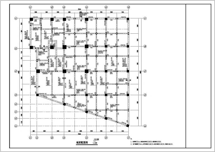 异型柱框架剪力墙结构设计CAD图纸_图1