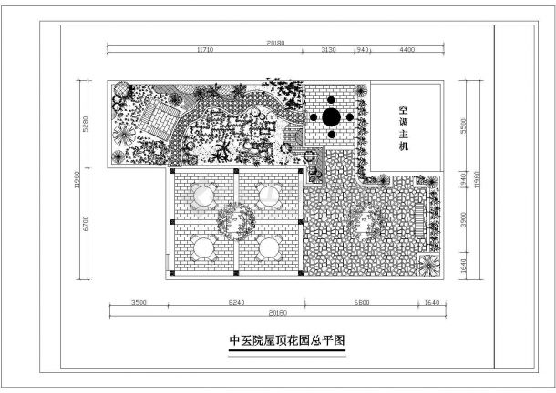 某中医院屋顶花园建筑设计CAD施工图-图二