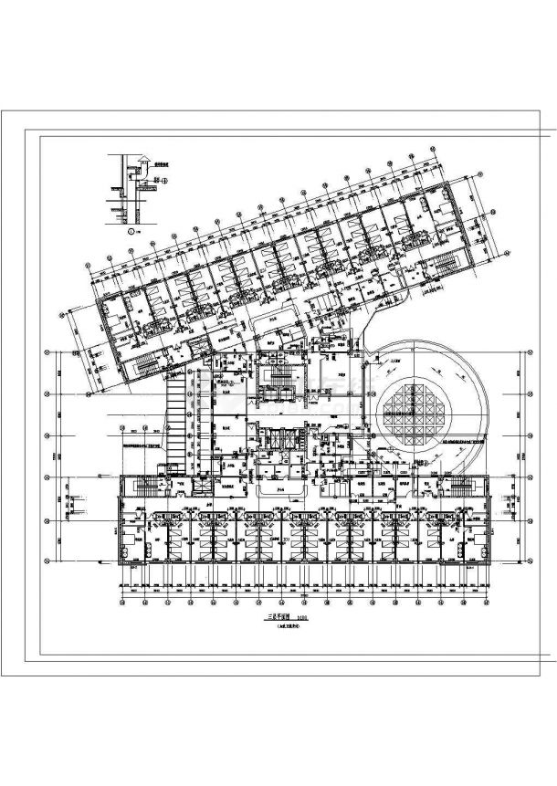 某市第一中心医院病房楼3-7层建筑设计CAD施工图-图一