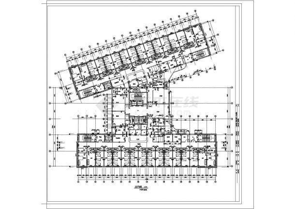 某市第一中心医院病房楼3-7层建筑设计CAD施工图-图二