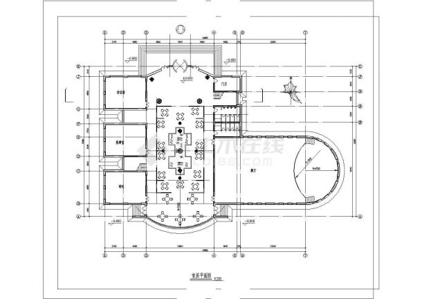 某城市大学生活动中心建筑cad图-图一