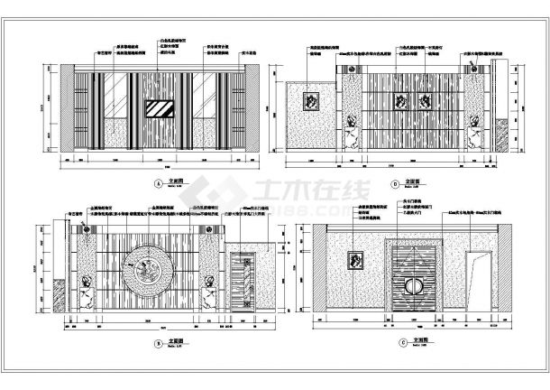  CAD elevation construction drawing for decoration design of a Chinese meal bag - Figure 1