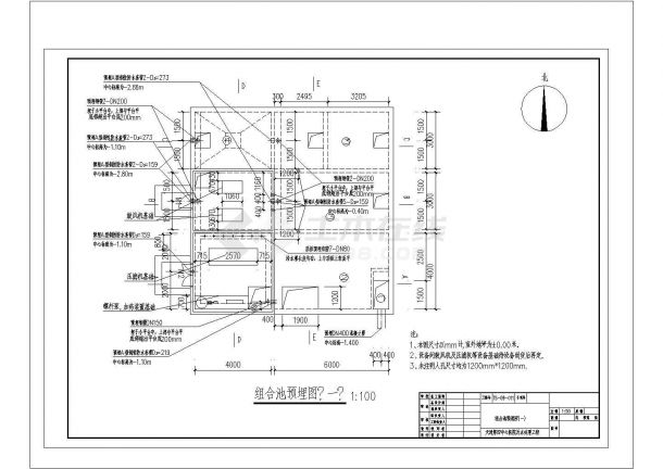 天津某医院污水处理工程全套图纸，标注明细-图二