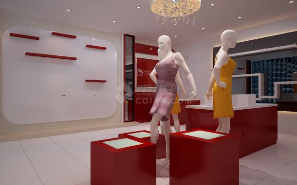 某50平方女士服装专卖店室内装修装潢设计cad详细方案图（含效果图）-图二
