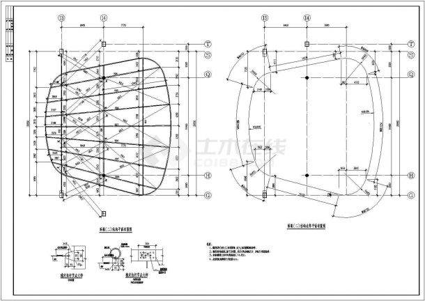 某钢桁架雨篷结构设计cad详细施工图（甲级院设计）-图一