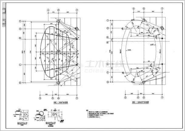 某钢桁架雨篷结构设计cad详细施工图（甲级院设计）-图二