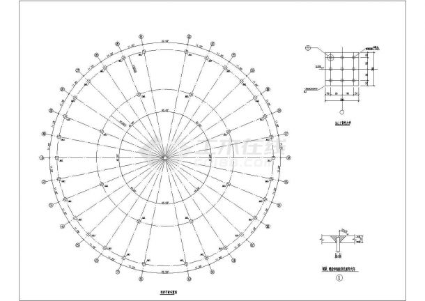 某四角锥螺栓球网架设计cad全套结构施工图（含设计说明）-图一