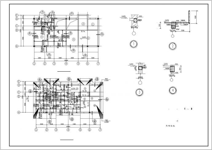 某地上二层砖混结构现代风格别墅结构设计CAD图纸_图1