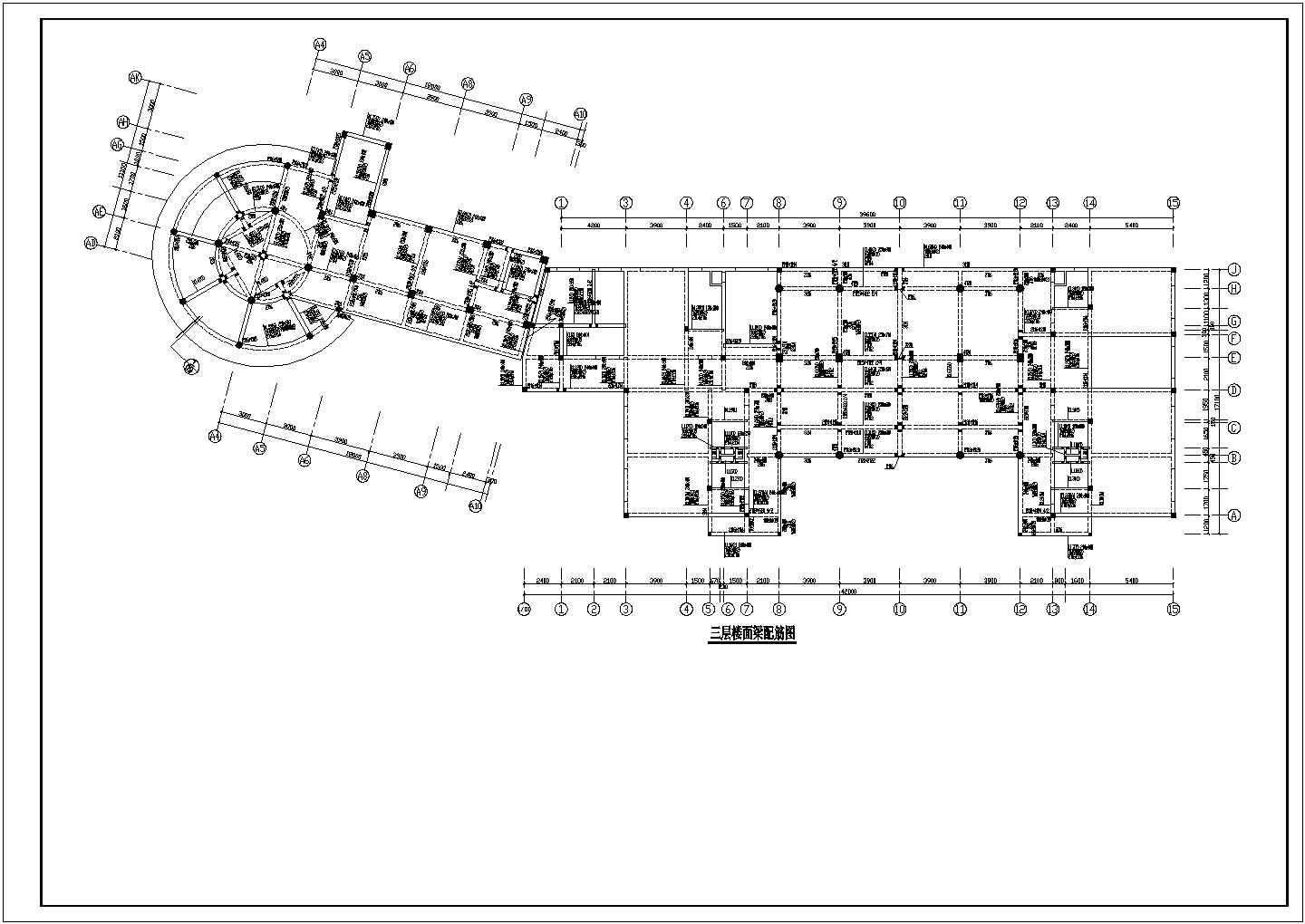 钢结构设计_某三层烟厂招待所框架结构CAD图