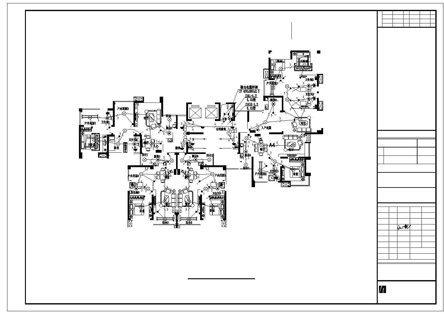 台州市某新建小区25层框剪结构商住楼电气设计CAD图纸（底层商铺）