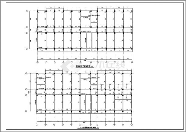 邯郸市凤城中学4970平米6层砖混结构宿舍楼结构设计CAD图纸-图二