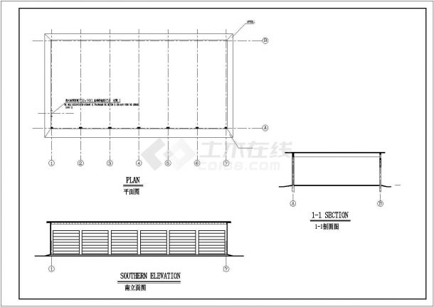 钢结构设计_涉外项目汽车库结构施工CAD图-图二