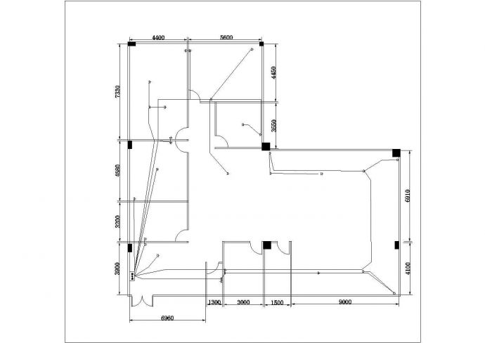 常州市某互联网公司办公室照明插座网线平面设计CAD图纸_图1