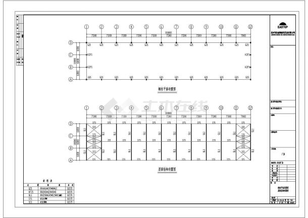 江苏苏南地区某大型纺织加工厂单层钢结构厂房全套设计CAD图纸-图一