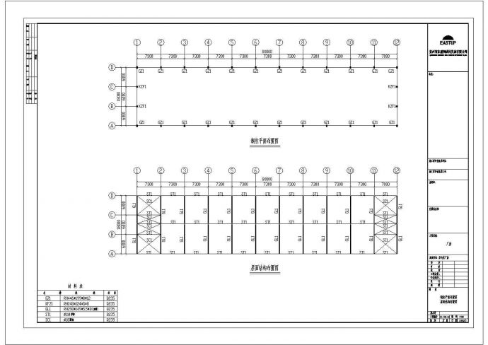江苏苏南地区某大型纺织加工厂单层钢结构厂房全套设计CAD图纸_图1