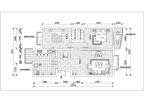 兰州市某新建小区115平米经典户型全套装修施工设计CAD图纸-图二