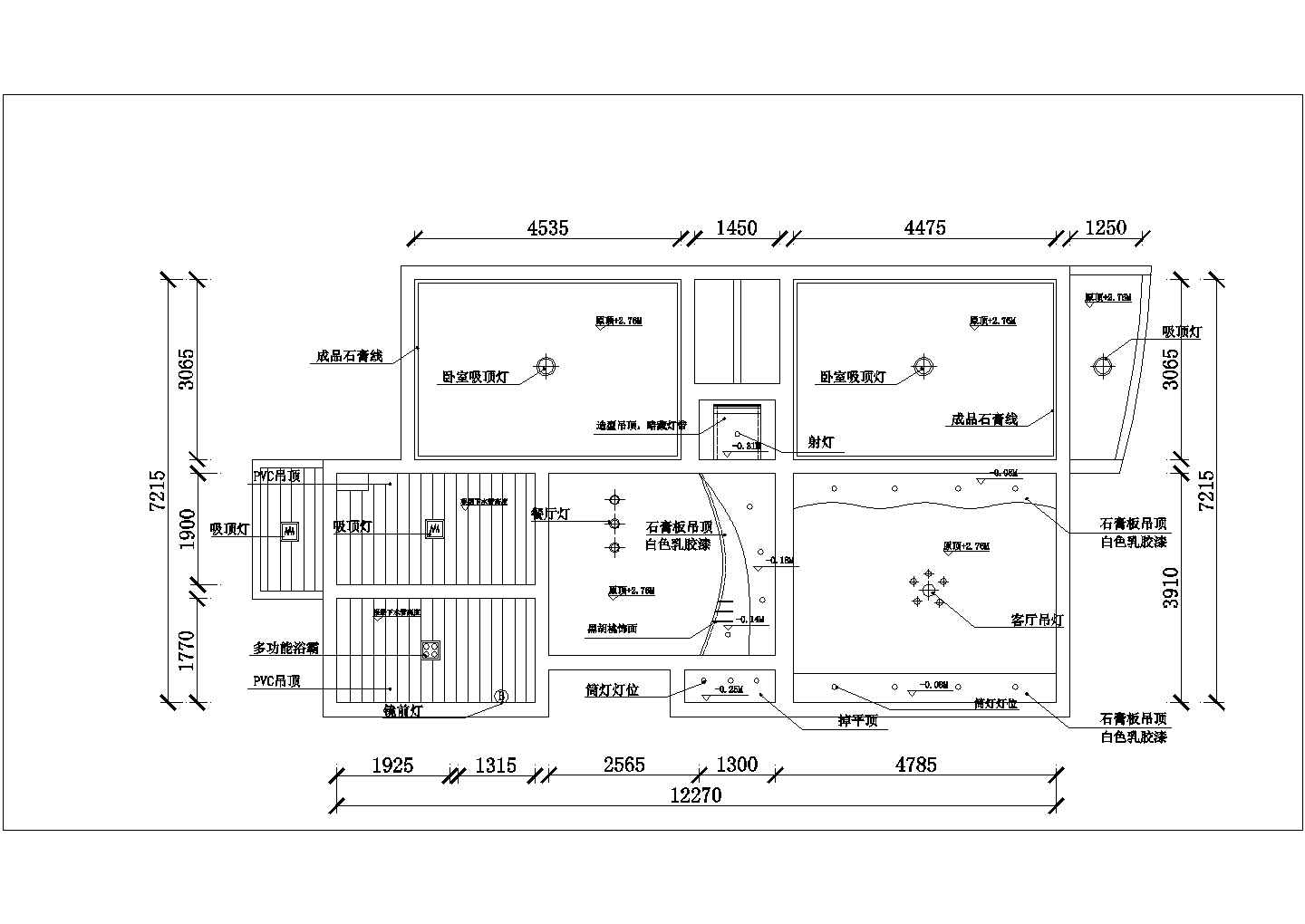 兰州市某新建小区115平米经典户型全套装修施工设计CAD图纸