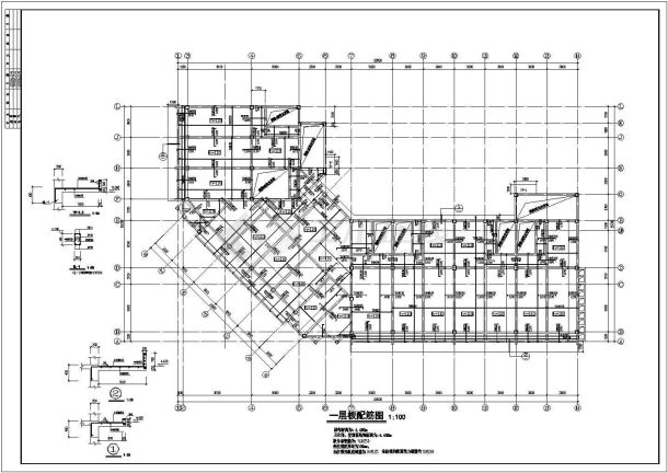 钢结构设计_四层砼框架办公楼结构施工CAD图-图一