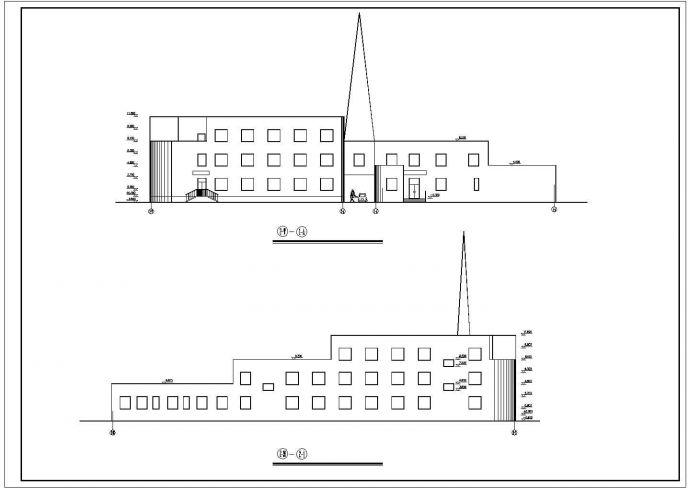 2300平米3层框架结构商务酒店平立剖面设计CAD图纸_图1