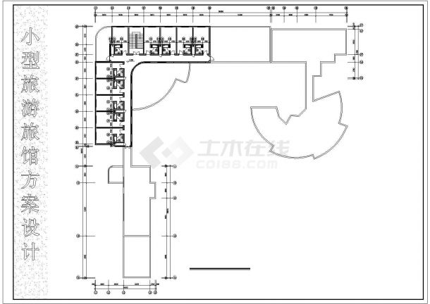 2300平米3层框架结构商务酒店平立剖面设计CAD图纸-图二