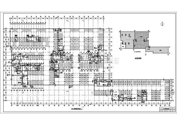 9900平米单层框架结构住宅式宾馆平立剖面设计CAD图纸-图二