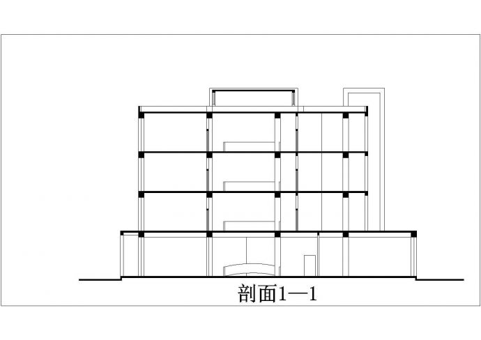 某大型4层框架结构商务连锁宾馆平立剖面设计CAD图纸（含透视图）_图1