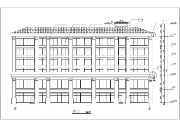 2870平米6层框架结构商务宾馆全套建筑设计CAD图纸_图1