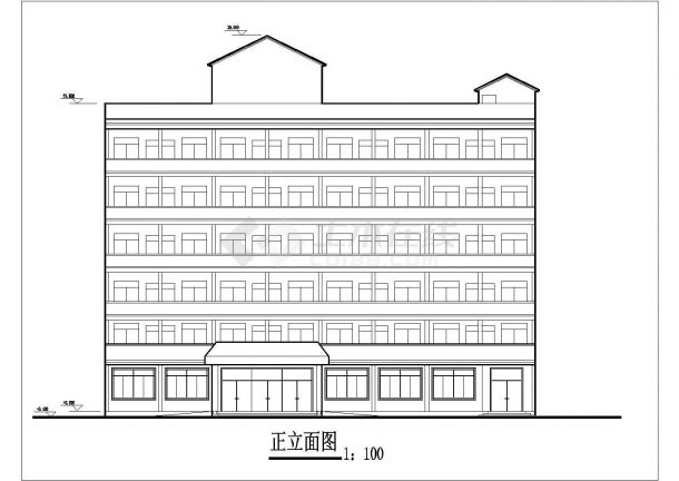某商业街30x16米左右6层框架结构商务宾馆平立面设计CAD图纸-图二