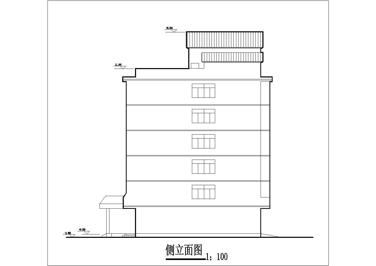 某商业街30x16米左右6层框架结构商务宾馆平立面设计CAD图纸
