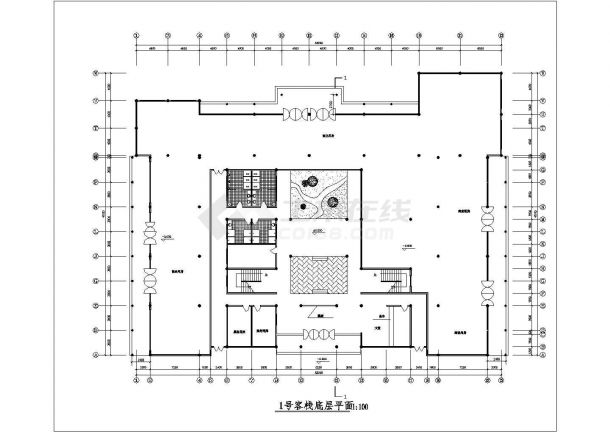 杭州某度假区某大型3层框架结构民宿酒店设计CAD图纸-图一