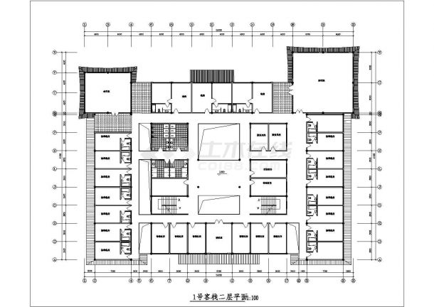 杭州某度假区某大型3层框架结构民宿酒店设计CAD图纸-图二