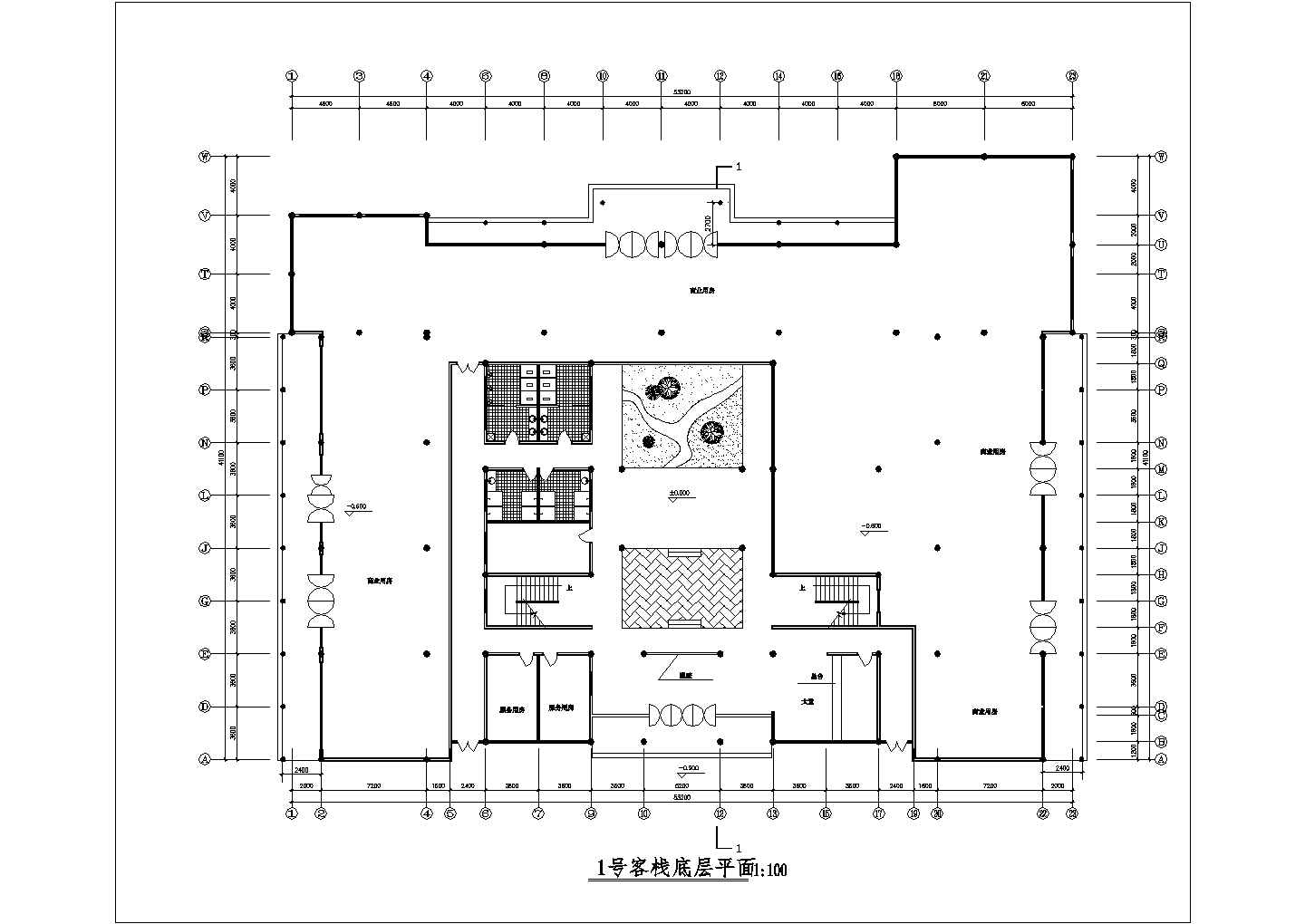 杭州某度假区某大型3层框架结构民宿酒店设计CAD图纸