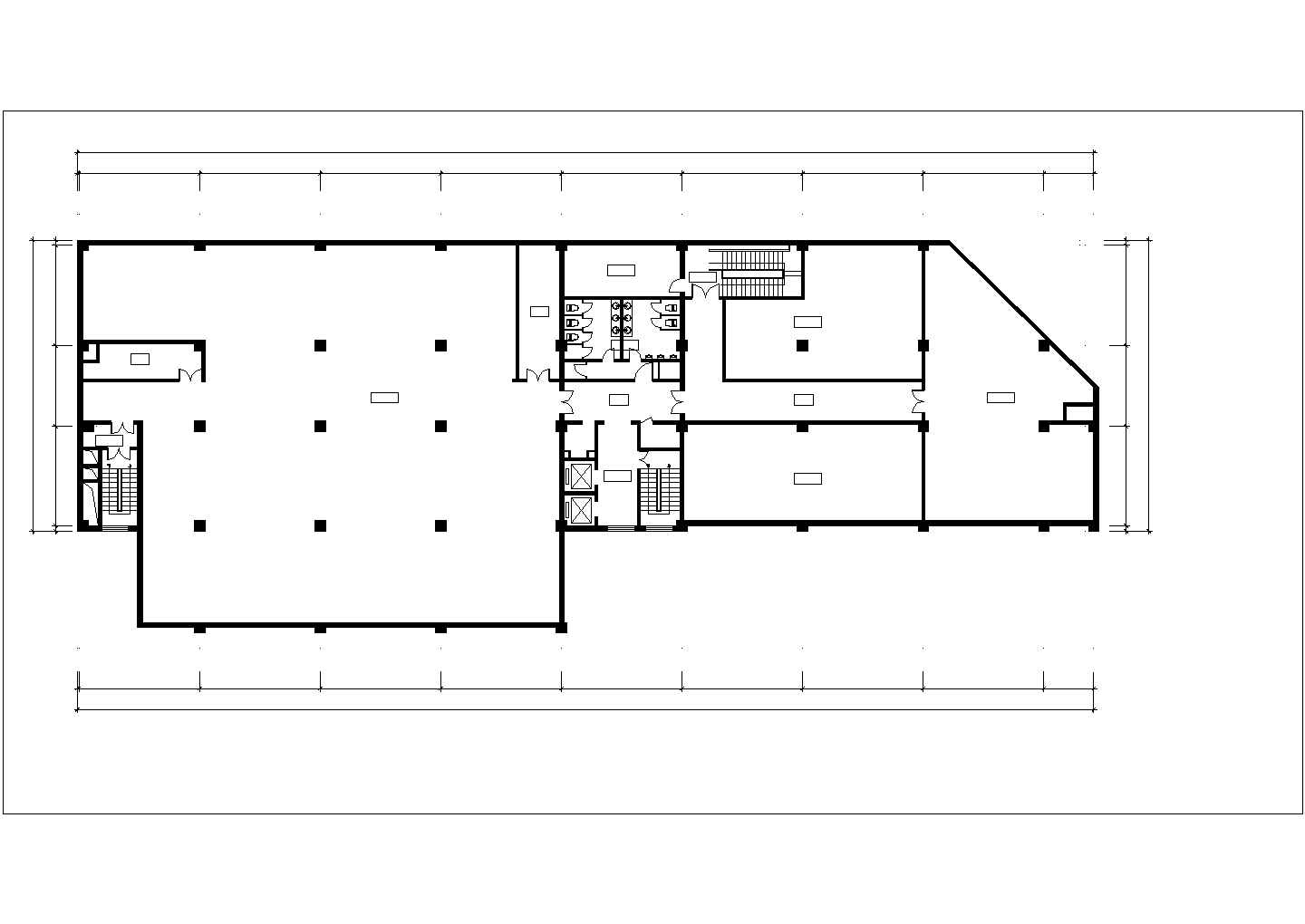 扬州市某商业街6100平米8层宾馆各层平面设计CAD图纸（含地下室）