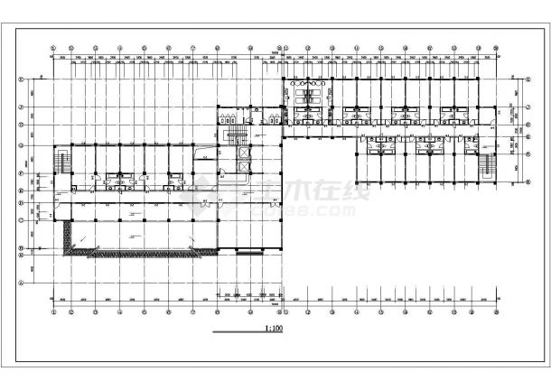 滁州市某商业街5200平米四层框架结构商务宾馆建筑设计CAD图纸-图二