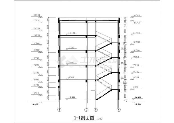 4100平米3层框架L型结构商务酒店平立剖面设计CAD图纸（含总图）-图一