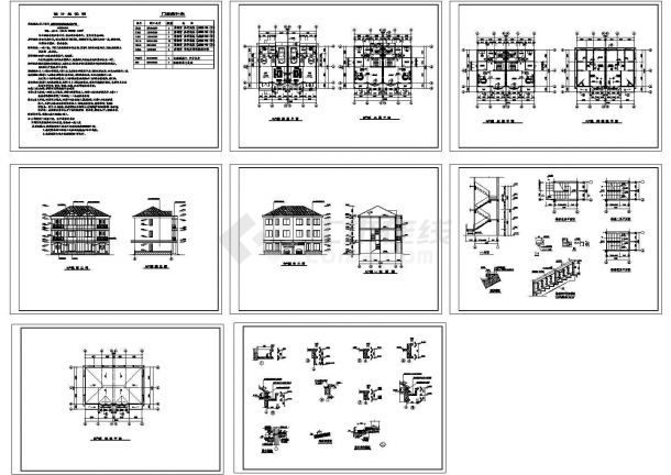 某三层带阁楼层小型别墅设计cad全套建施图纸（含设计说明）-图一